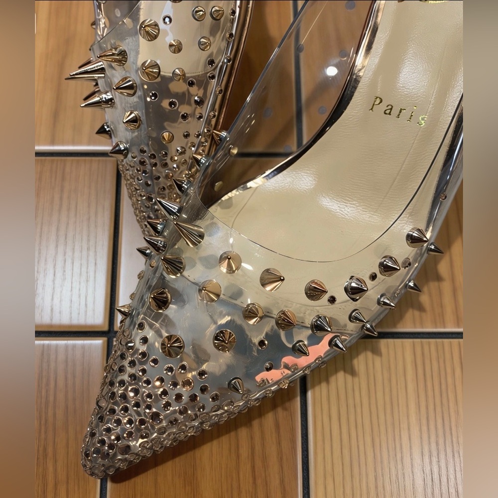 Christian Louboutin PVC Studded Spiked Red Sole Pumps - Picture 3 of 5